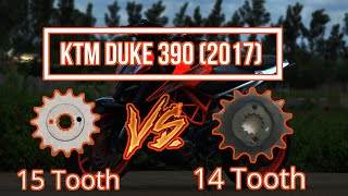 Duke 390 14 Tooth VS 15 Tooth Sprocket (Stock) || KTM || DUKE 390 ||