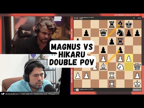 Magnus Carlsen vs Hikaru Nakamura Double POV in Titled Tuesday