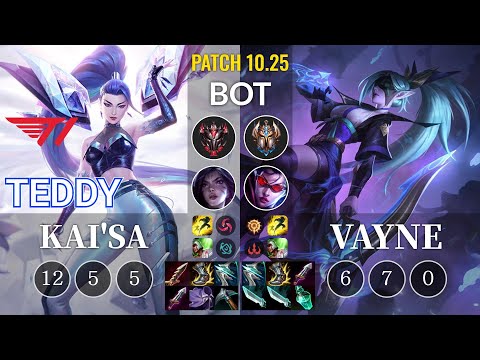 T1 Teddy Kai'Sa vs Vayne Bot - KR Patch 10.25