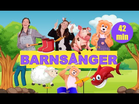 Barnsånger på svenska 42 min | Barnlåtar | Huvud axlar knä och tå | Per Olsson hade en bonnagård mfl