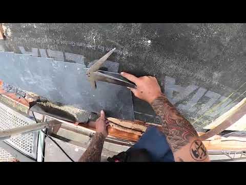 Linke Schiefer Wangenkehle ansetzen - Live vom Schieferdach in Berlin - Schieferdecker aus Sachsen