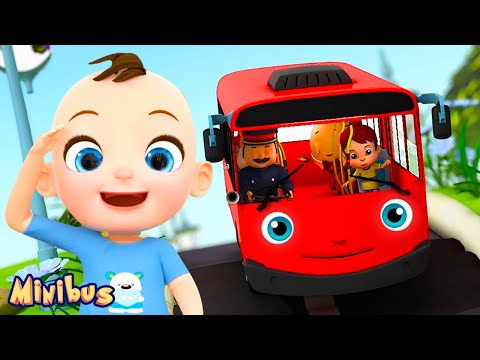 Wheels on the Bus Song (Red Bus) - Nursery Rhymes & Kids Songs | Minibus