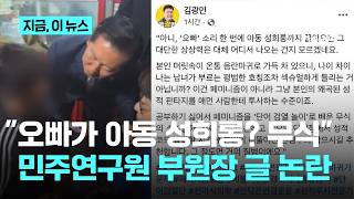 "'오빠'가 아동 성희롱? 대단한 상상력"…민주연구원 부원장 글 '일파만파'｜지금 이 뉴스