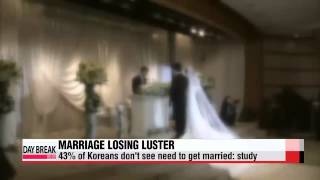 "Must get married?" 43% of Koreans say no way   대한민국 43% ′결혼 꼭 해야 하나′
