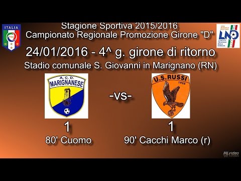 24/01/16–Promoz. ER Gir.D-4^ rit.–Marignanese-US Russi 1-1 SINTESI