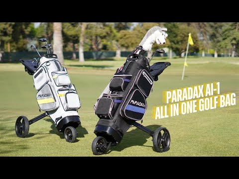 Paradax AI-1 All-In-One Golf Bag with Built-In 3-Wheel Push Cart, Lightweight & Space-Saving Design
