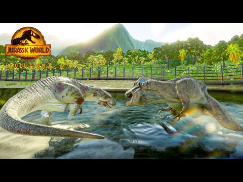 2 T REX vs 2 ACROCANTHOSAURUS - Jurassic World Evolution 2
