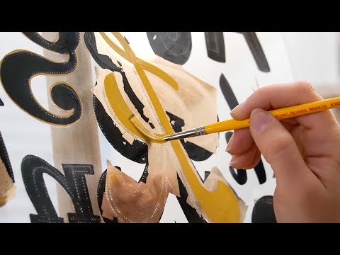Hand Lettered Alphabet | Gold Leaf Art Glass Sign