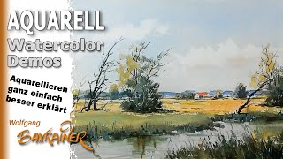 Aquarell-Landschafts-Übung - einfach und zügig gemalt…