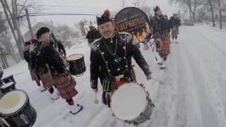 Nassau County Firefighters Pipes and Drums Bethpage NY 2015 St Patricks parade snow storm