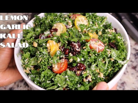LEMON GARLIC KALE SALAD | SALAD RECIPES | KALE SALAD
