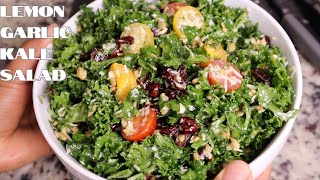 LEMON GARLIC KALE SALAD | SALAD RECIPES | KALE SALAD