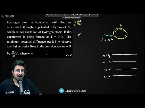 Hydrogen atom is bombarded with electrons accelerated through a potential different of V, which