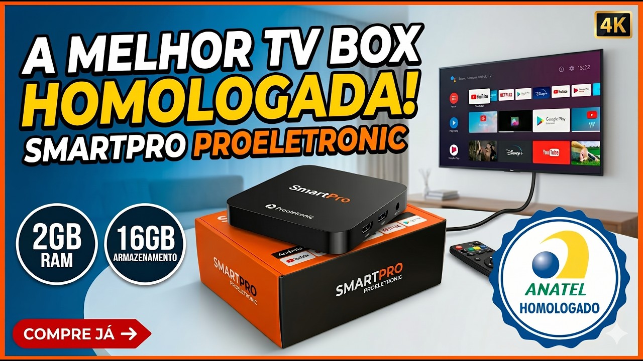 Miniatura da avaliação em vídeo de Streaming Box Proeletronic Smartpro 4K HD Wi-Fi 2GB RAM 16GB