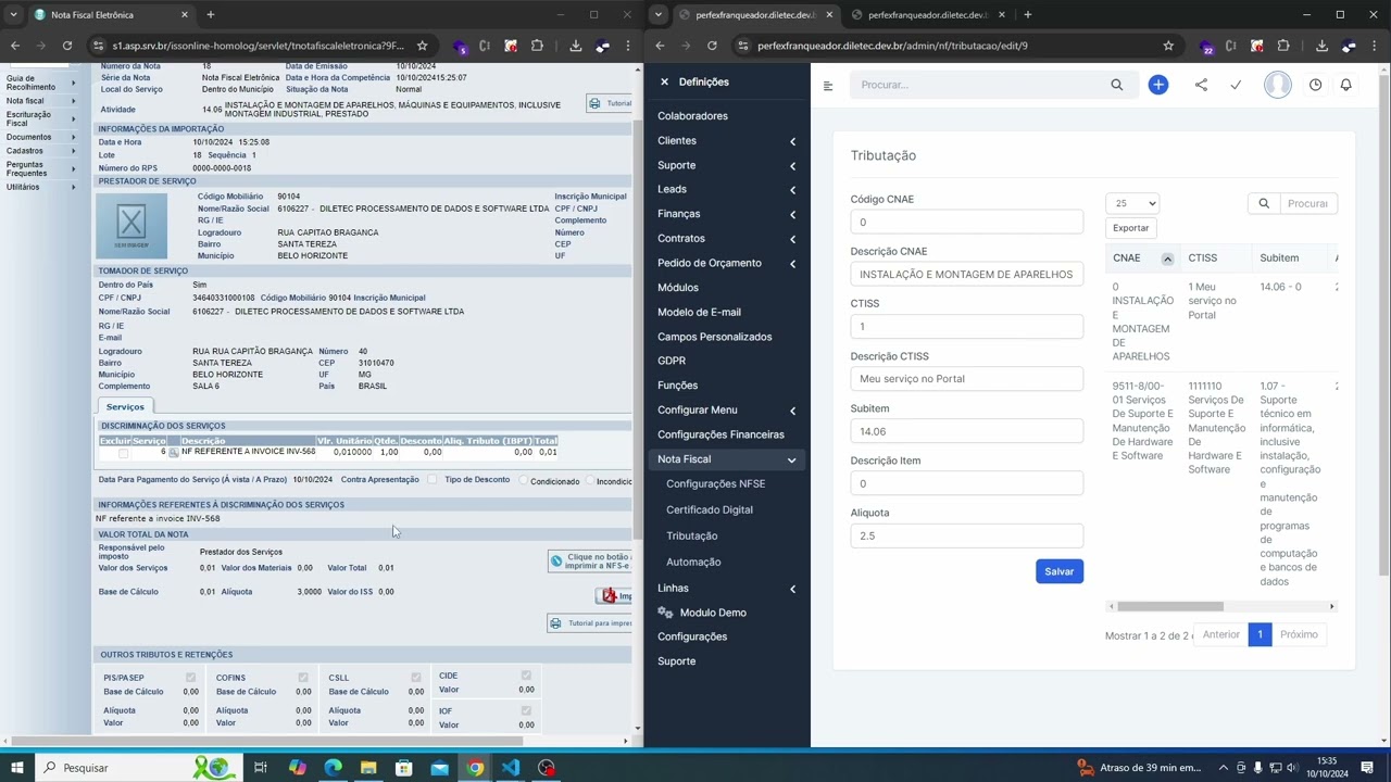 Nota Fiscal ISS Online no Perfex CRM