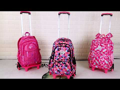 Vbiger Little Girl Wheeled Backpack Adorable Rolling Daypack Large-capacity Trolley School Bag