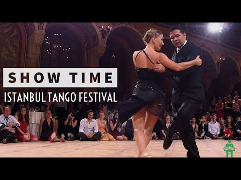  Sebastian Arce  and  Mariana Montes  are  dancing  to  the  tango  "  Poema  "  at  Istanbul Tango Festival