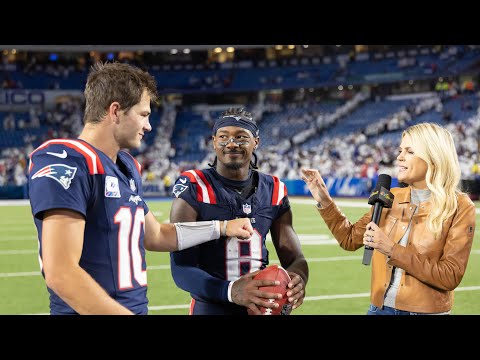 Drake Maye, Stefon Diggs & Rhamondre Stevenson Sunday Night Football Postgame Interview | Patriots