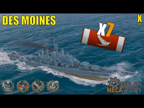 Des Moines 7 Kills & 290k Damage | World of Warships Gameplay