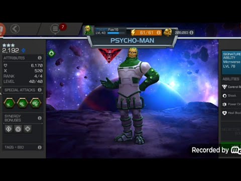 Trying out my new and free 3 star Psycho-Man. All special attacks testing - MCOC