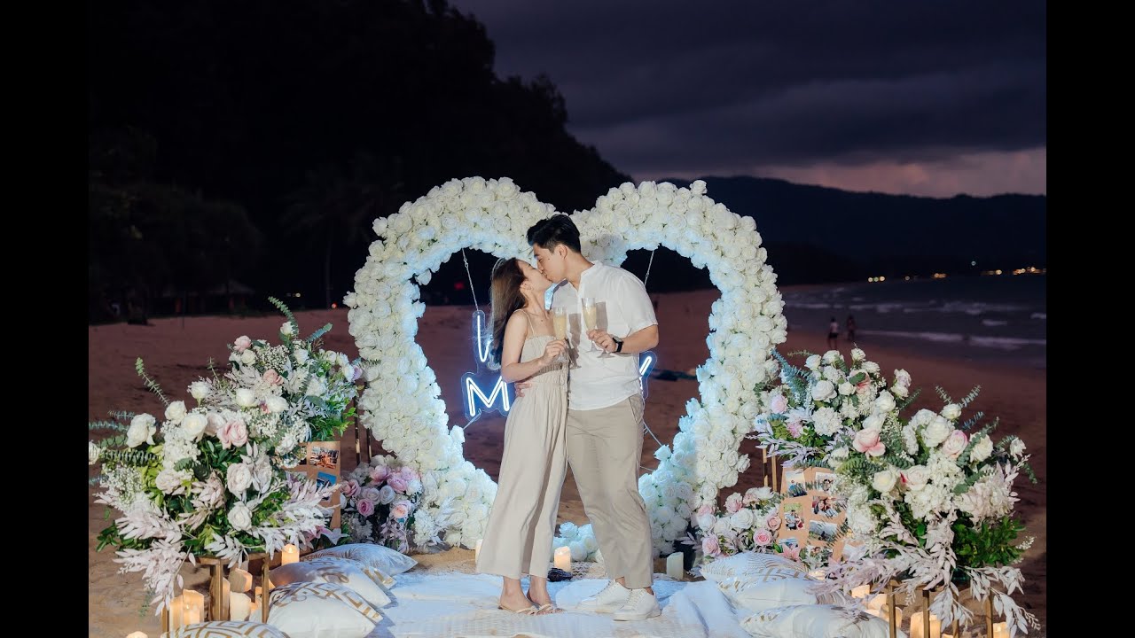 Beach Marriage Proposal with Fireworks in Phuket by BESPOKE EXPERIENCES THAILAND