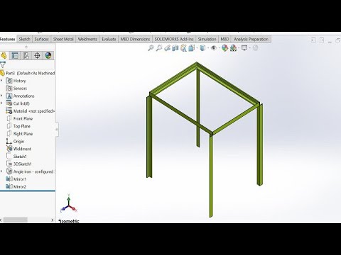Angle joint with table frame design weldment member