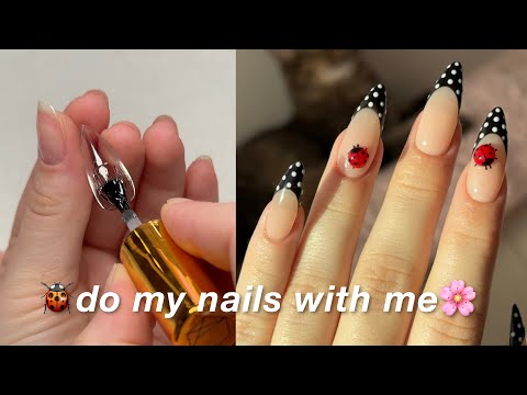 doing aesthetic pinterest nails at home like a pro🐞🌸 *EASY & AFFORDABLE*