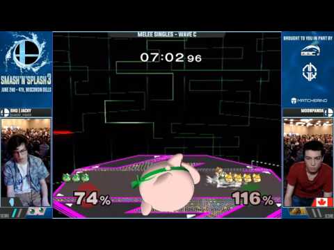 Smash n Splash 3 - GHQ | Jacky (Jigglypuff) vs. MoonPanda (Fox) - SSBM - Singles Wave C