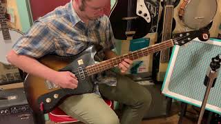 Video thumbnail for 1960s Teisco EB-200 electric bass guitar (tuned in fifths GDAE as bass-baritone mandolin) by Jake Wildwood & Co