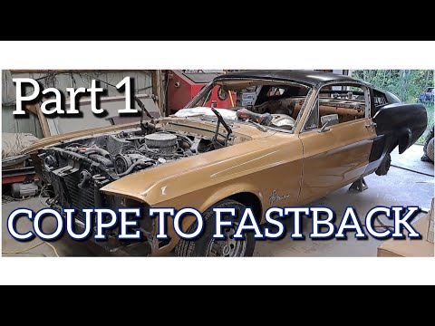 Converting a 1968 mustang coupe into a fastback eleanor the cheap way.