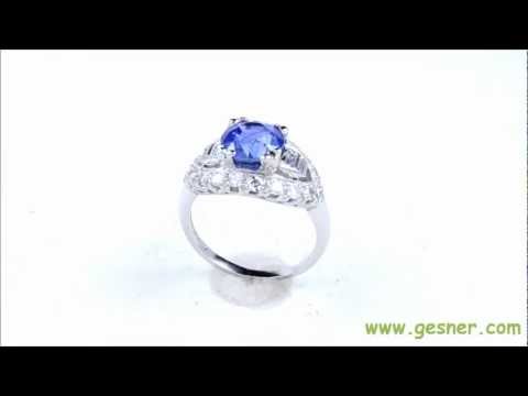 2.10 ct. Sapphire, 1.00 ct. Diamond & Platinum Fashion/Engagement Ring- J33635