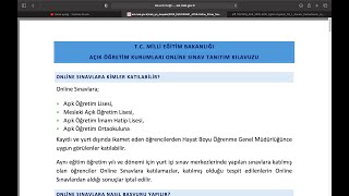AÇIK ÖĞRETİM KURUMLARI ONLİNE SINAV DETAYLARI KILAVUZU YAYIMLANDI! ONL