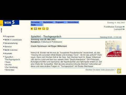 [AUDIO] Roger Willemsen bei WDR5 SpielArt - Tischgespräch (20.05.2003)