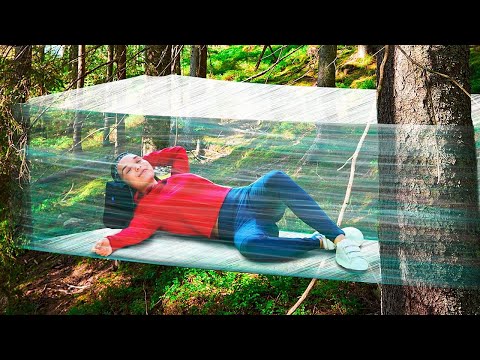 Bushcraft HACKS! Crazy Tent made from Plastic Wrap!