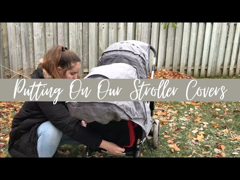 PUTTING ON OUR STROLLER COVERS - Manito Melange Beta on a double Baby Jogger City Select Stroller