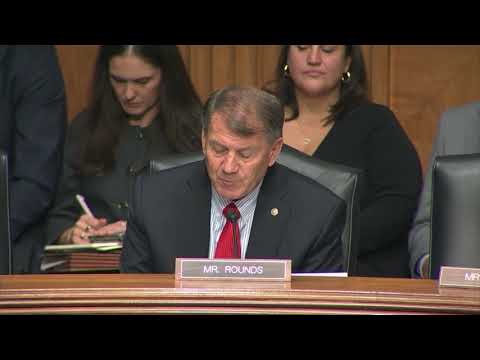 Rounds Speaks to Witnesses at a Senate Banking Hearing