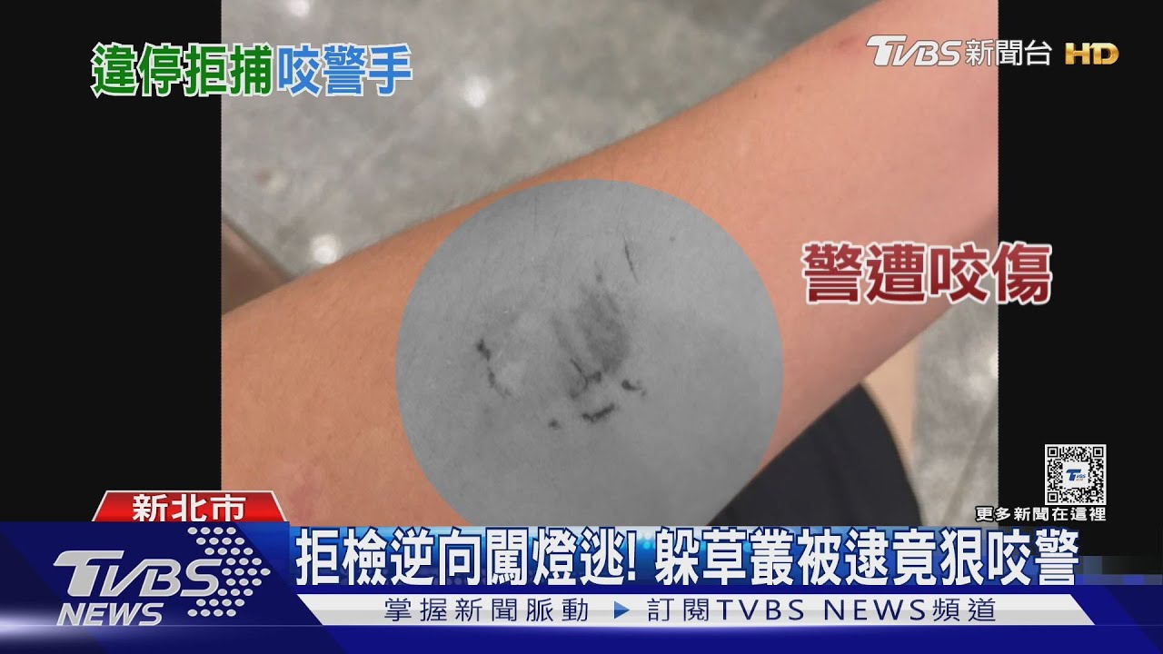 拒檢逆向闖燈逃!躲草叢被逮竟狠咬警