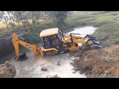 JCB Working For New Bridge Construction - JCB Backhoe Cleaning River - JCB Video 2