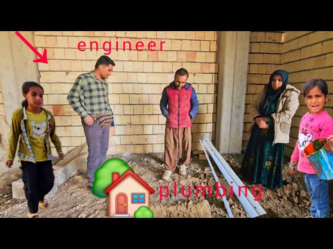 Reza's sad life: Engineer's supervision. House construction process on a snowy day