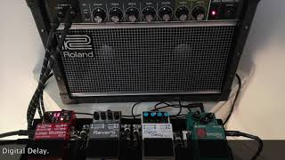 Video thumbnail for Roland JC-22 Jazz Chorus - Part 2: Clean Stereo sound with Boss pedals by TheSpaceGuitar
