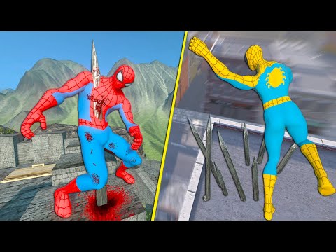 Spider Man Ragdoll Fails & Epic Spike Trap Moments with Euphoria Physics!