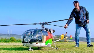 HUGE RC MODEL SA-319 ALOUETTE 3 / SCALE MODEL TURBINE HELICOPTER / FLIGHT DEMONSTRATION !!!