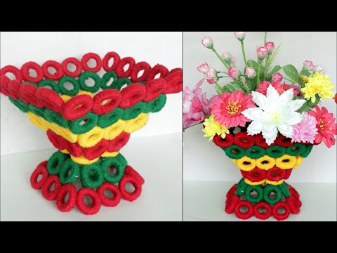 WOW ! Beautiful Decorative Flower Basket Making at Home /Handmade Craft | DIY Room Decor Flower Vase