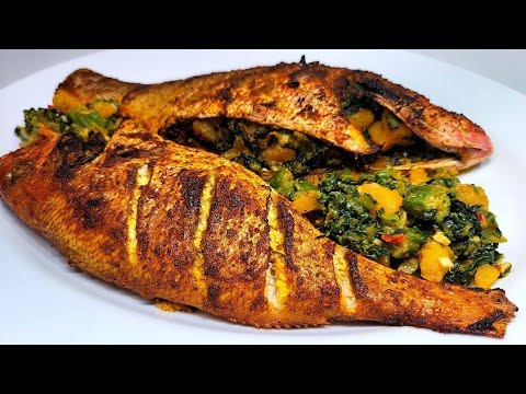 STUFFED RED SNAPPER | recipe oven roasted stuffed fish caribbean style