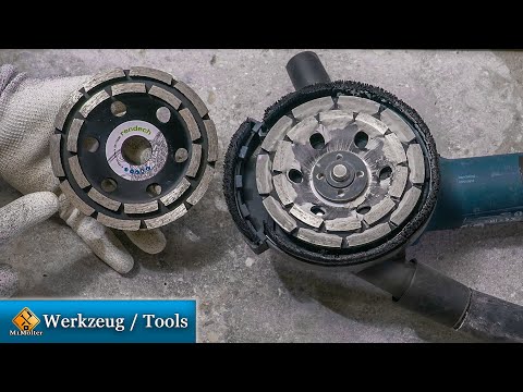 Beton schleifen mit Diamant-Schleiftopf / Fliesenkleber entfernen Winkelschleifer.