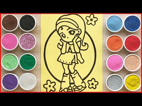 Đồ chơi trẻ em, TÔ MÀU TRANH CÁT CÔNG CHÚA MUÔN HOA - Sand painting princess toys (Chim Xinh)