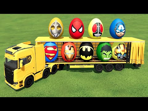 TRUCK OF COLORS ! TRANSPORTING SUPERHERO EGGS WITH SCANIA TRUCK!! FS22 - FARMING SIMULATOR 22