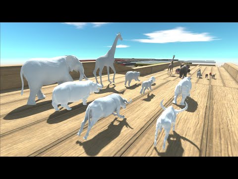Mammals trying to escape form Albino Mammals - Animal Revolt Battle Simulator