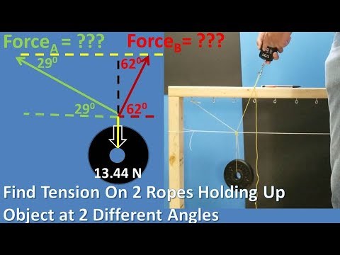 Find Tension On 2 Ropes at 2 Different Angles Holding...