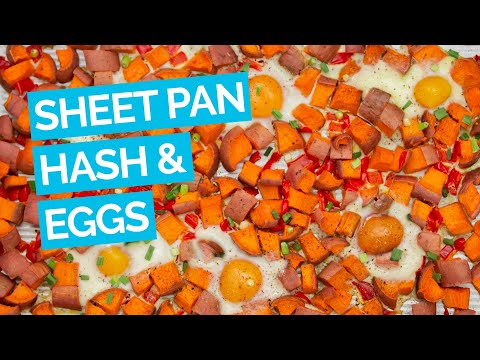 Easy Sheet Pan Sweet Potato Hash & Eggs